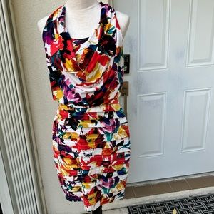 LONDON TIMES. Beautiful Vibrant, Colorful, Cowl Neck, Halter Neck Dress.…